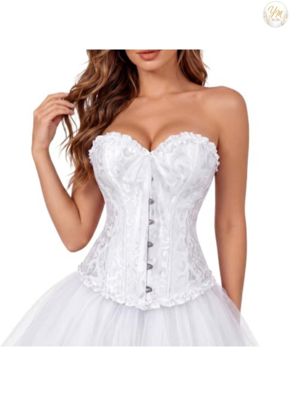 Victorian Overbust Corset Top Brocade Lace-Up Renaissance Bustier